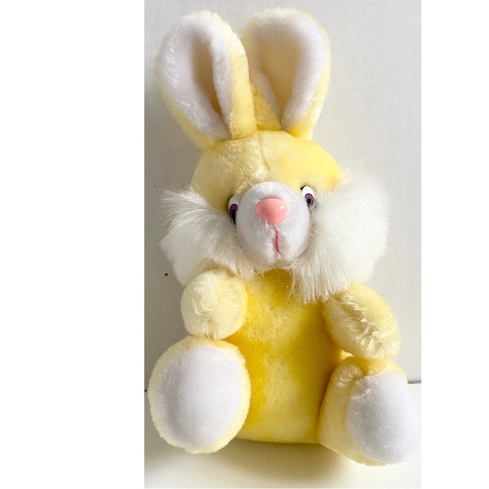 Vintage Walmart Bunny RabbitStuffed Animal Yellow Easter Plush Decoration STIFF